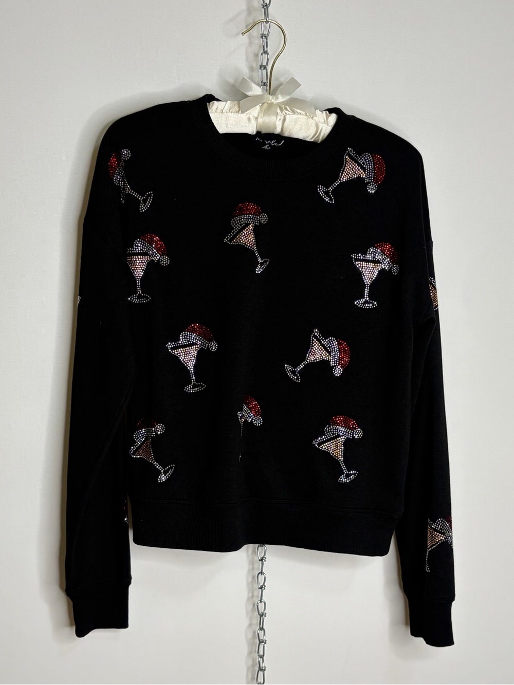 REVOLVE Black Sequin Martini Crewneck Sweater